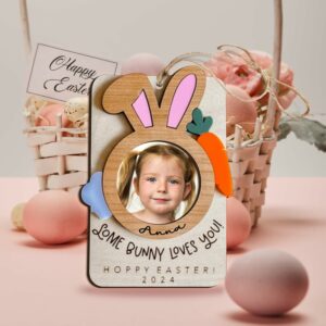 Custom Easter Fridge Magnet Photo Frame, Personalized Easter Basket Name Tags